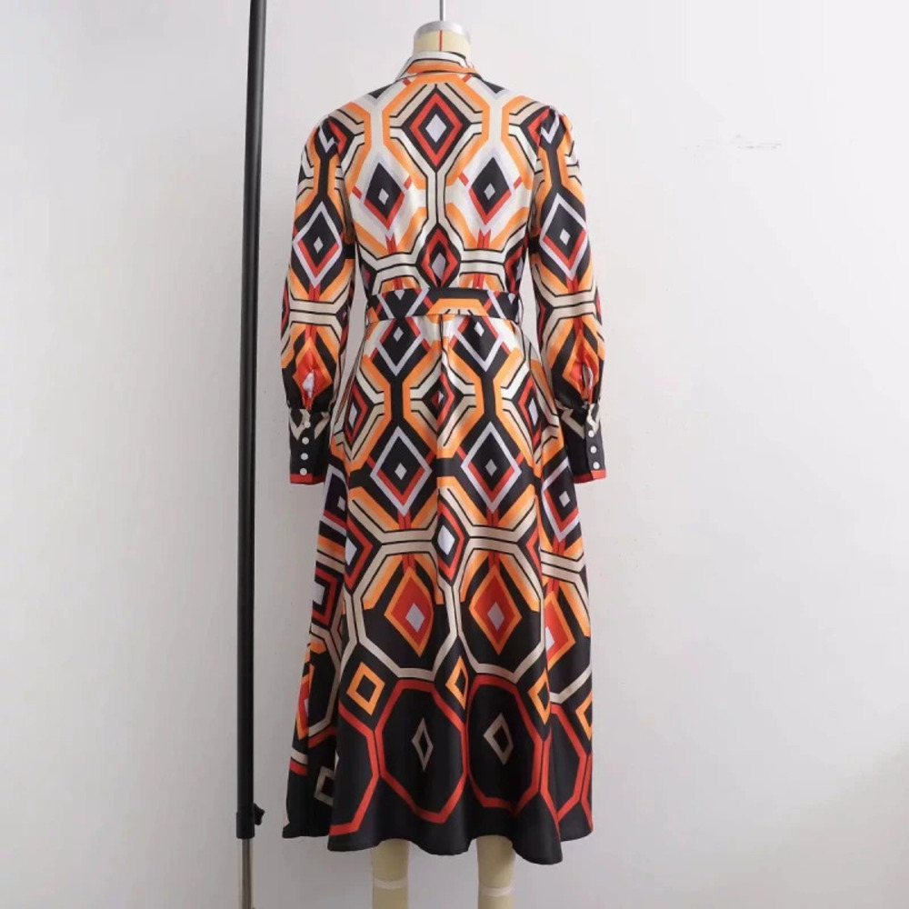 Long Sleeve Floral Placement Print Maxi Dress